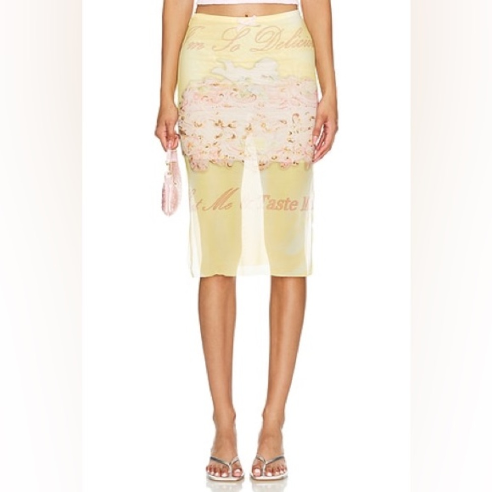 Nodress Yellow Angel Cake Midi Skirt